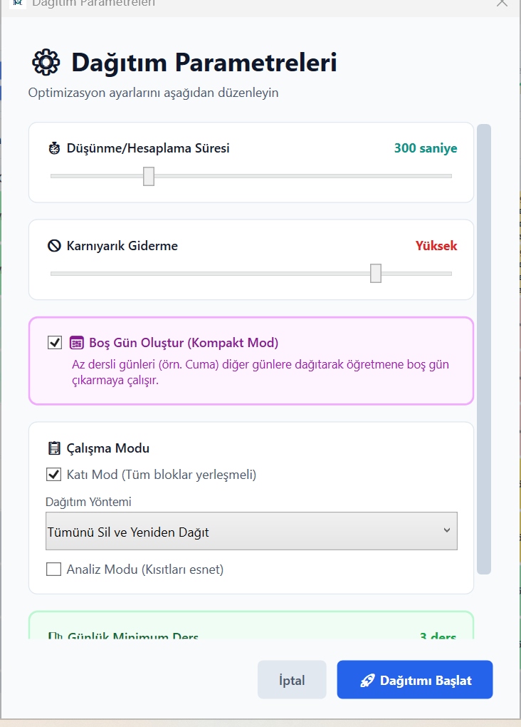 Dağıtım Parametreleri